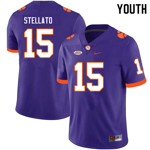 Youth #15 Troy Stellato Clemson Tigers College Football Jerseys Sale-Purple